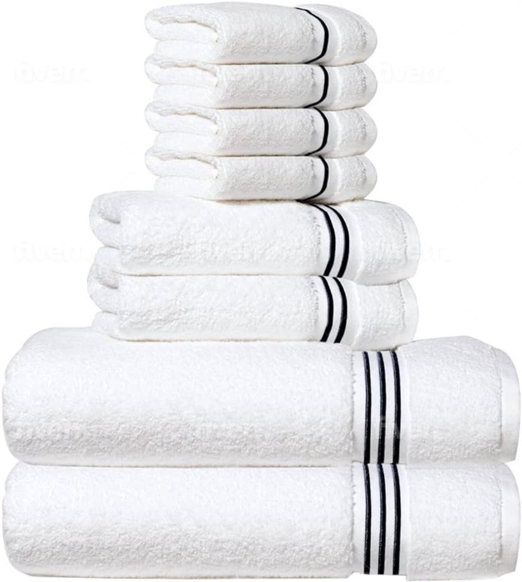 Omgoods - 8-delige Premium Handdoekenset - 100% Katoen, Zeer absorberend