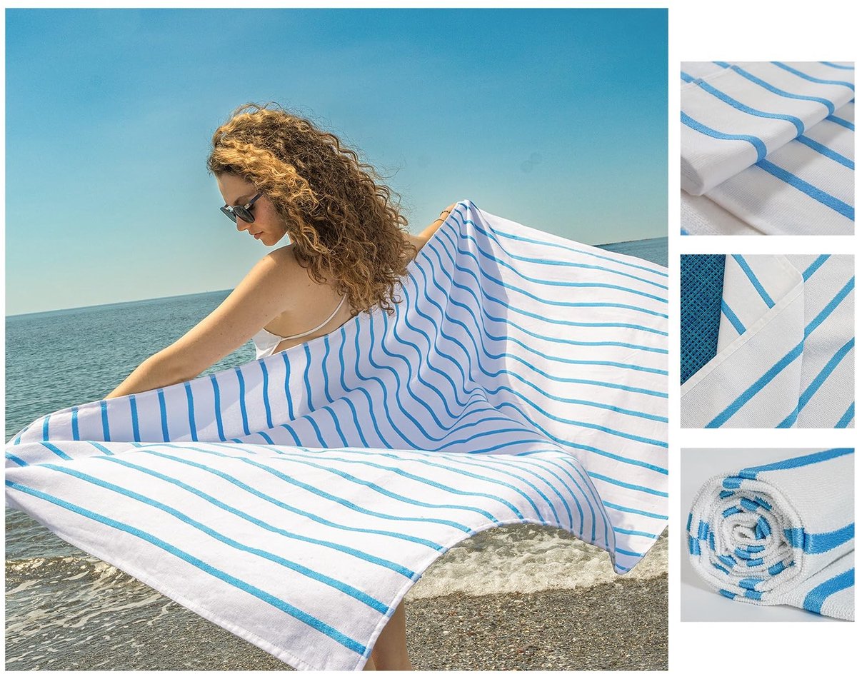 Omgoods - Set van 2 Katoenen Strandhanddoeken 75 x 160 cm, Sneldrogend
