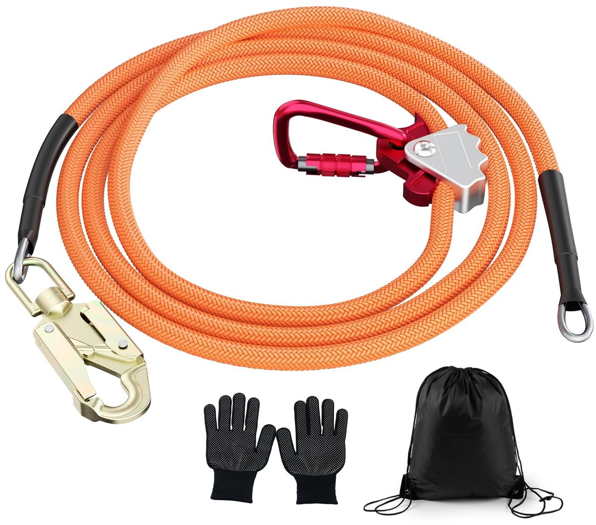 Omgoods - Stalen Kabel Klimgordel Set met Drievoudige Slot Karabijnhaak