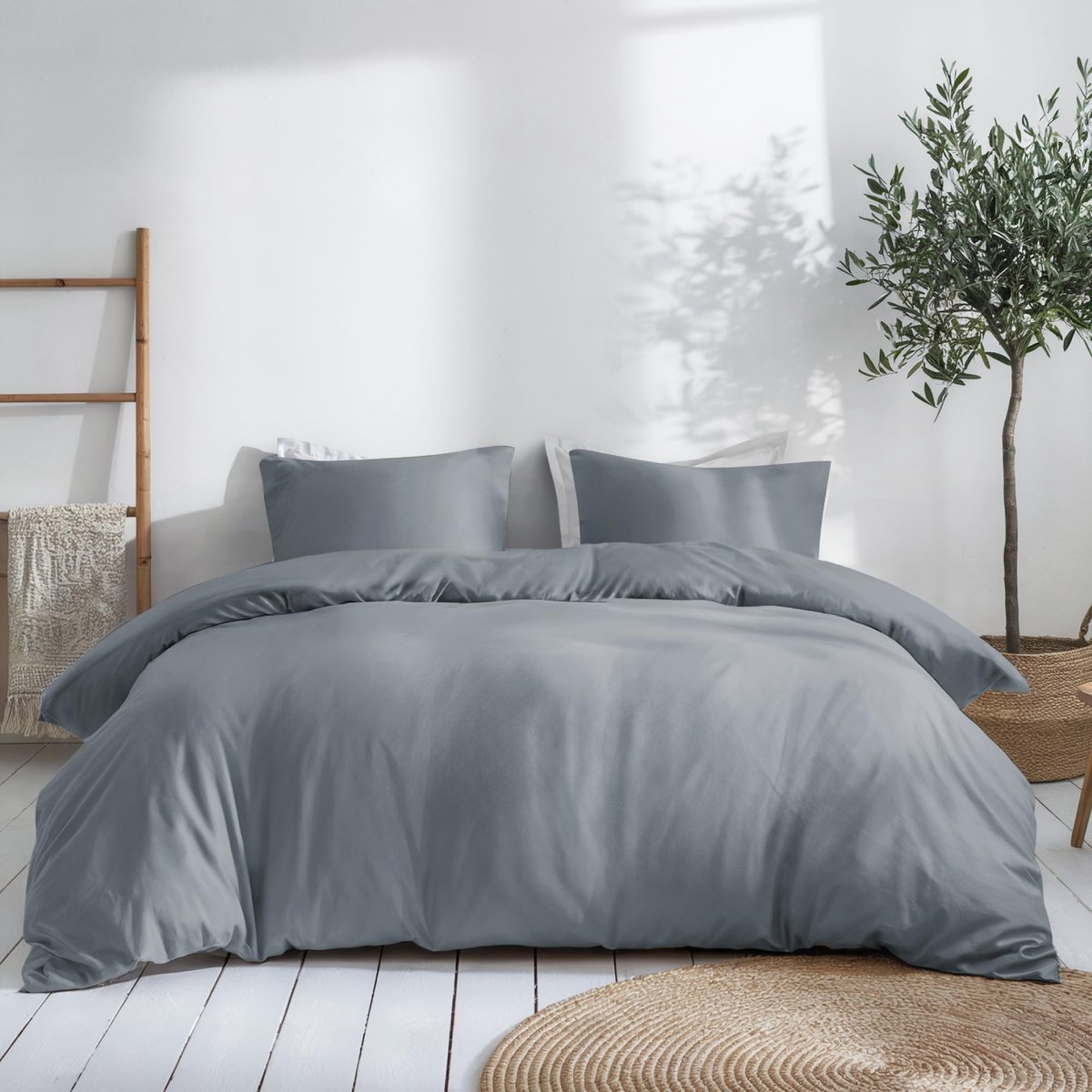 Omgoods - Dreamzie Dekbedovertrek 200x200 cm - Grijs Katoen Sateen Set