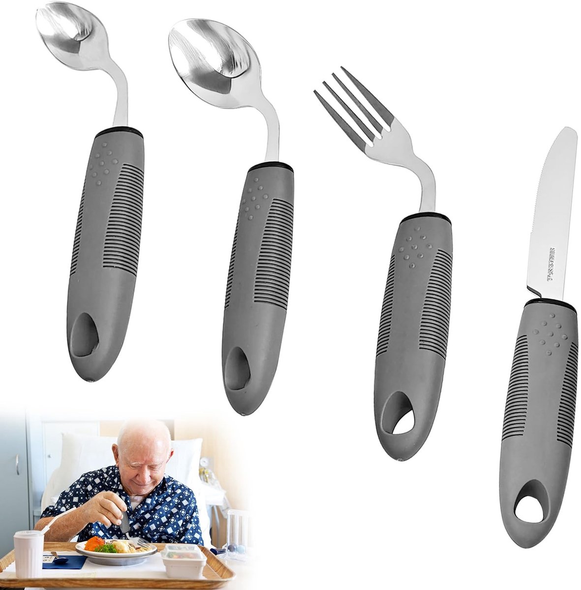 Omgoods - 4-delige Ergonomische Bestekset voor Linkshandigen