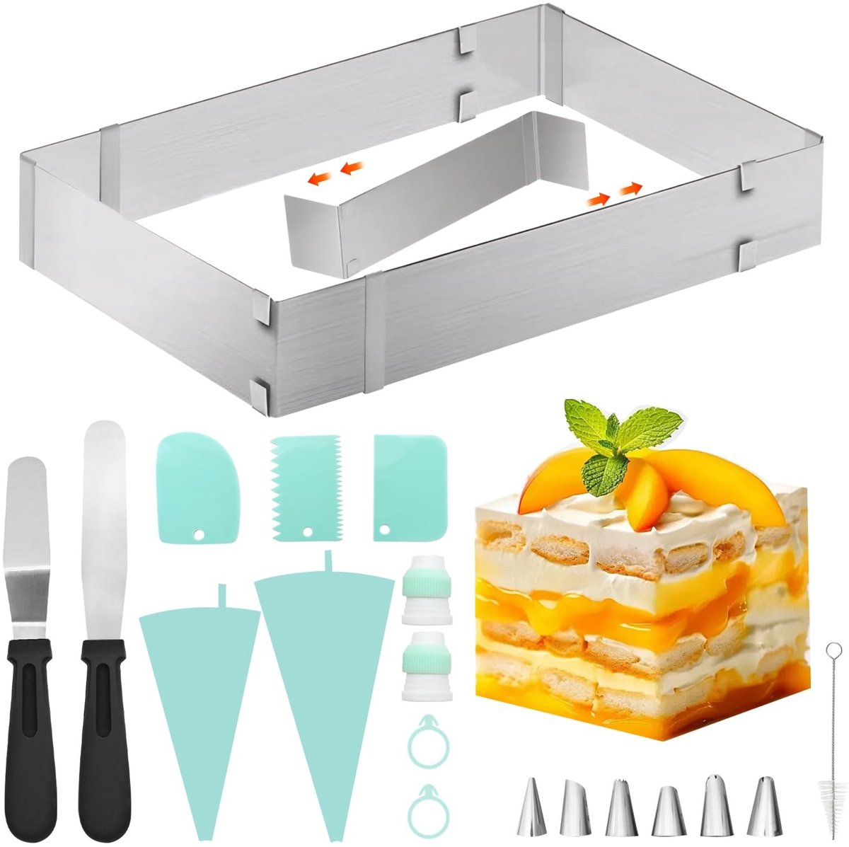 Omgoods - Verstelbaar Rectangular Baking Frame - Professioneel Bakframe