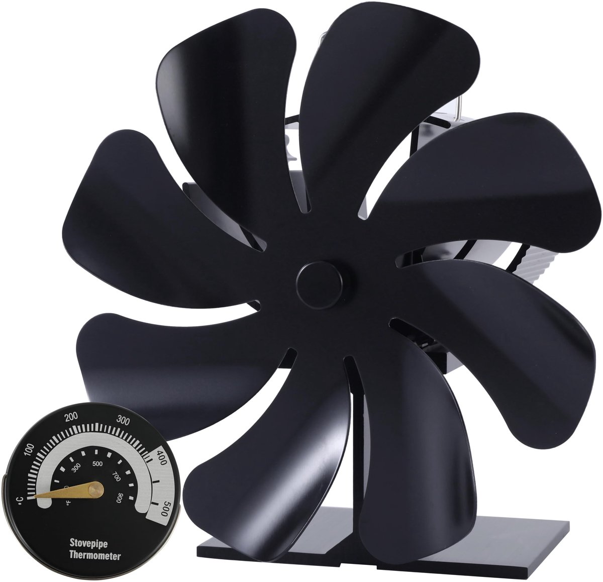 Omgoods - 8-Blade Houtkachel Ventilator met Thermometer