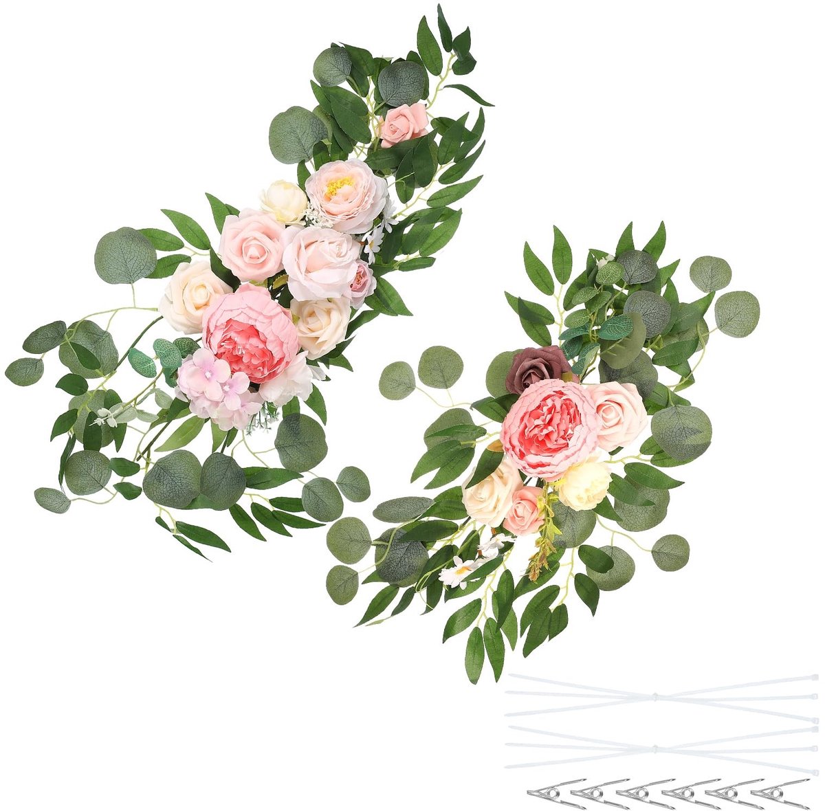 Omgoods - Kunstmatige Zijde Rozen Bloem Swags voor Bruiloft Decoratie Roze