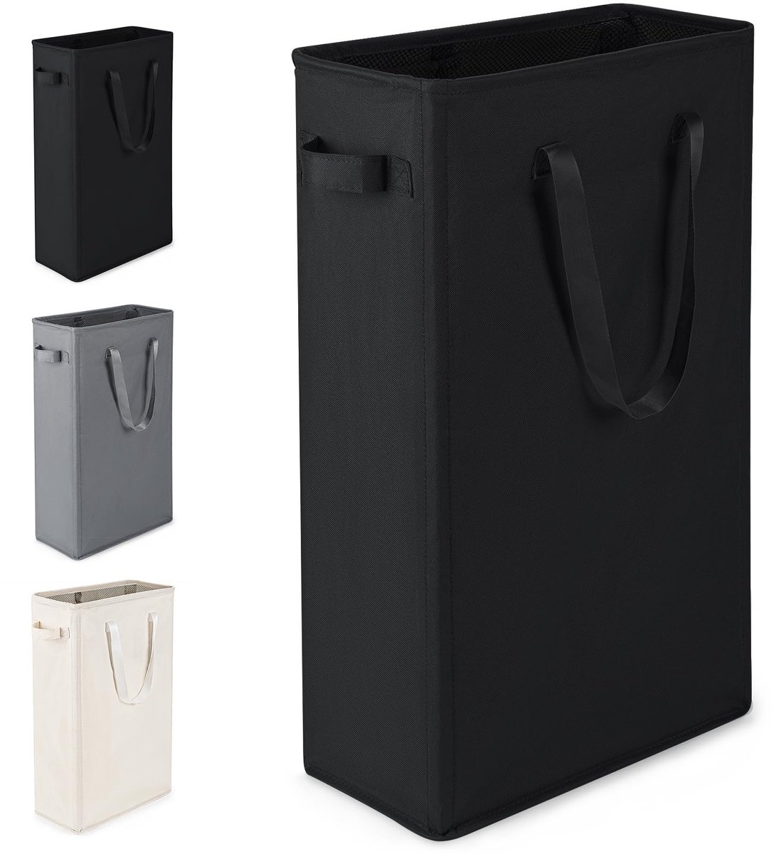 Omgoods- Wasmand 45L - Opvouwbaar - Moderne Wasverzamelaar - Handvatten - Zwart - Geschikt voor slaapkamer/badkamer - Kledingmand