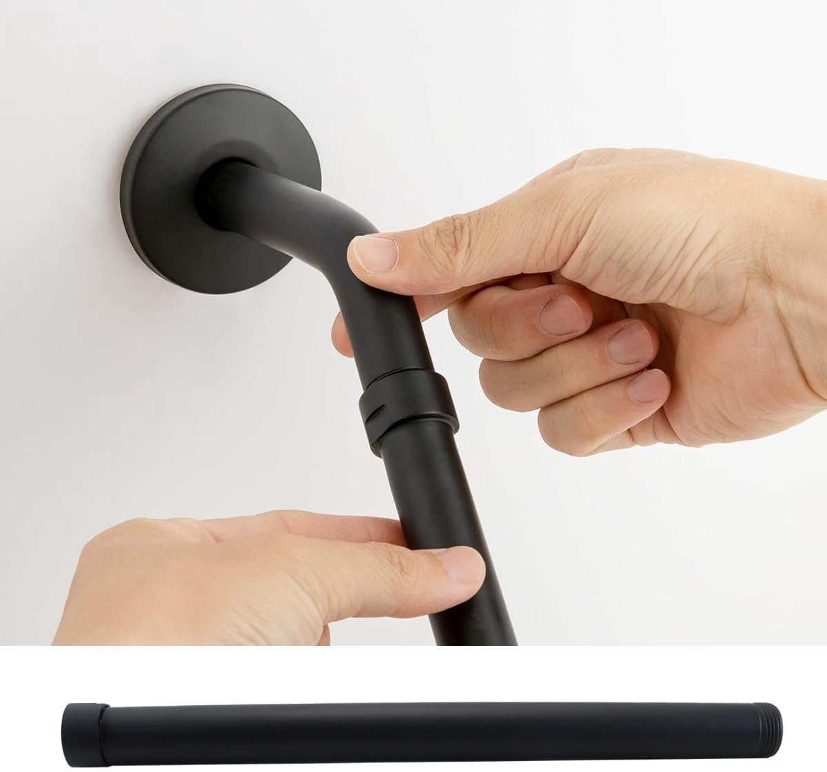 SnelShoppen - Ronde douchebuisverlengstang voor douchekop - Verlenging 30 cm - Zwart - Uittrekbare douchekop - Doucheaccessoires