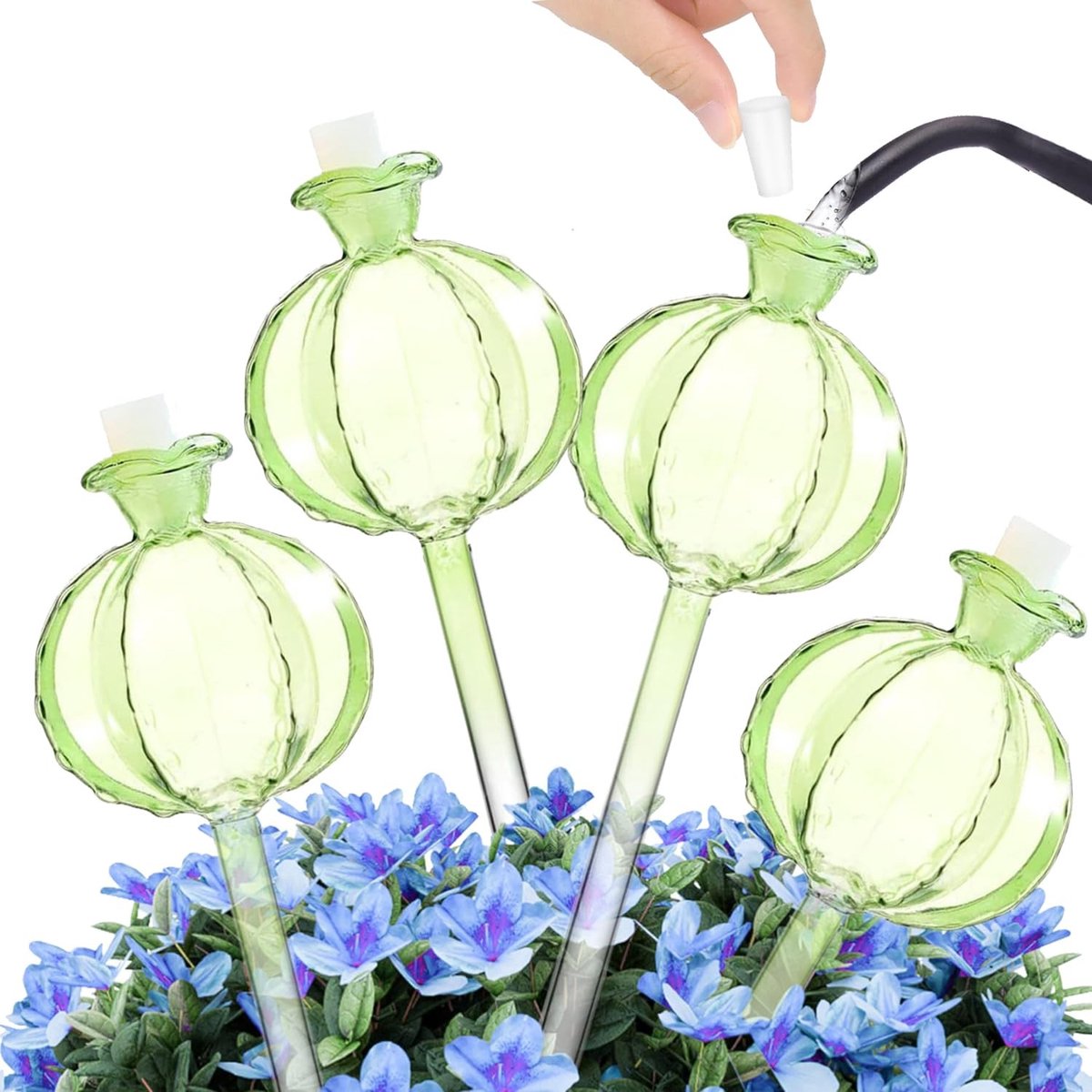 Omgoods - 4 Stuks Irrigatieballen voor Planten - Glas Granaatappelbloemvorm