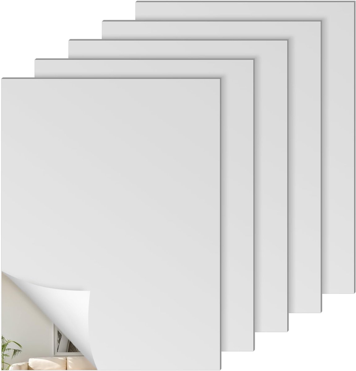Omgoods - Set van 5 Zelfklevende Acryl Spiegels 40 x 30 cm