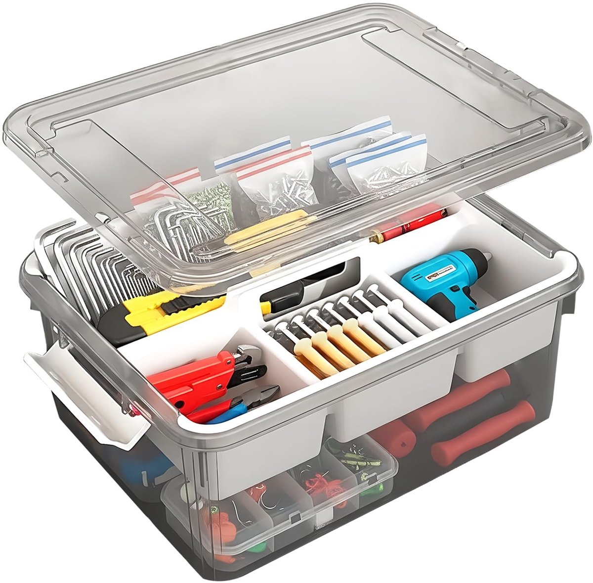 Omgoods - 16L Opbergdoos met Deksel en 5 Compartimenten