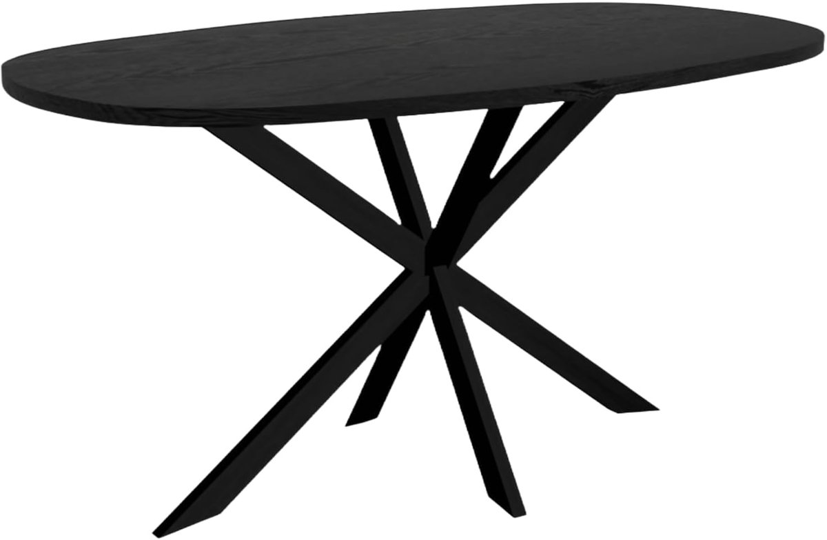 Eettafel Deens ovaal 160cm zwart Hero ovale eetkamer tafel