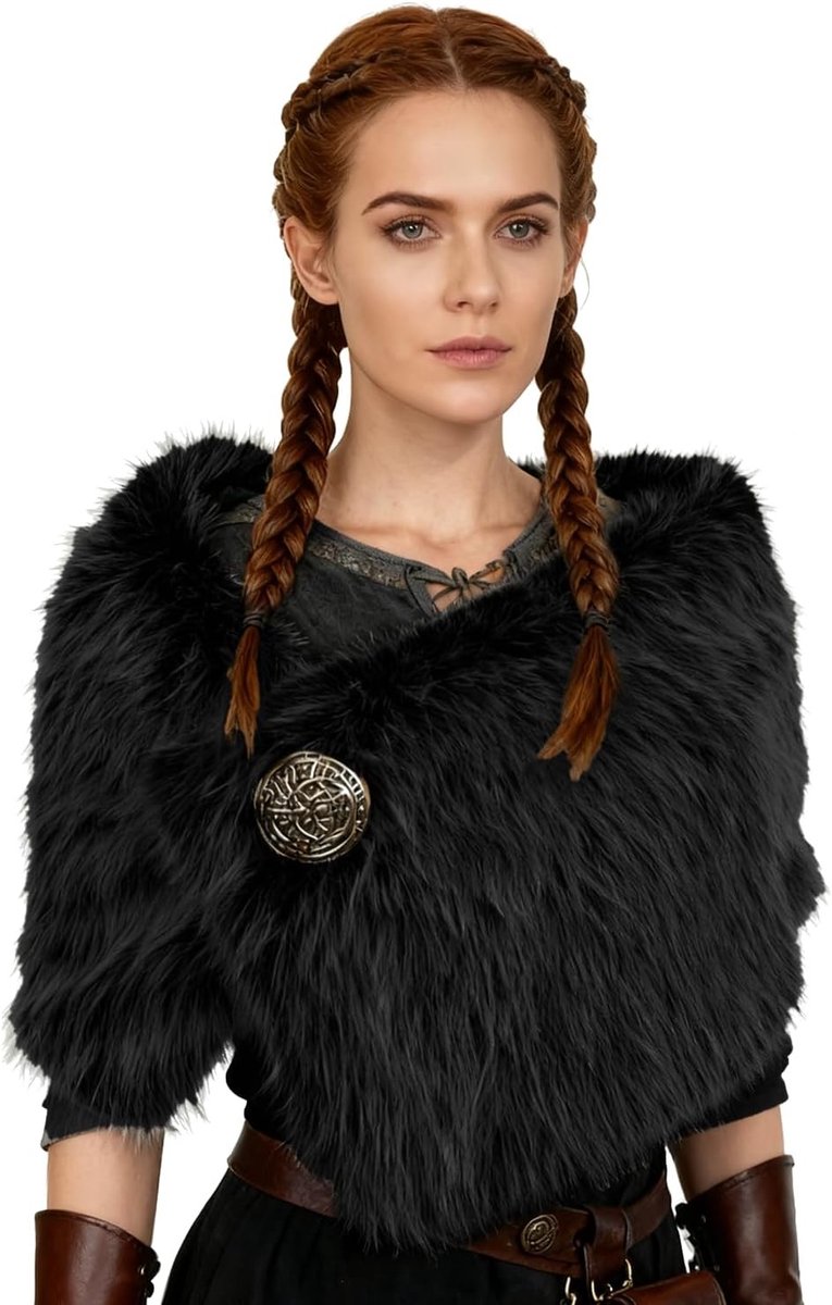 Viking Faux Fur Kraag Sjaal - Luxe Schouderstola voor Middeleeuwse Kostuums en Cosplay