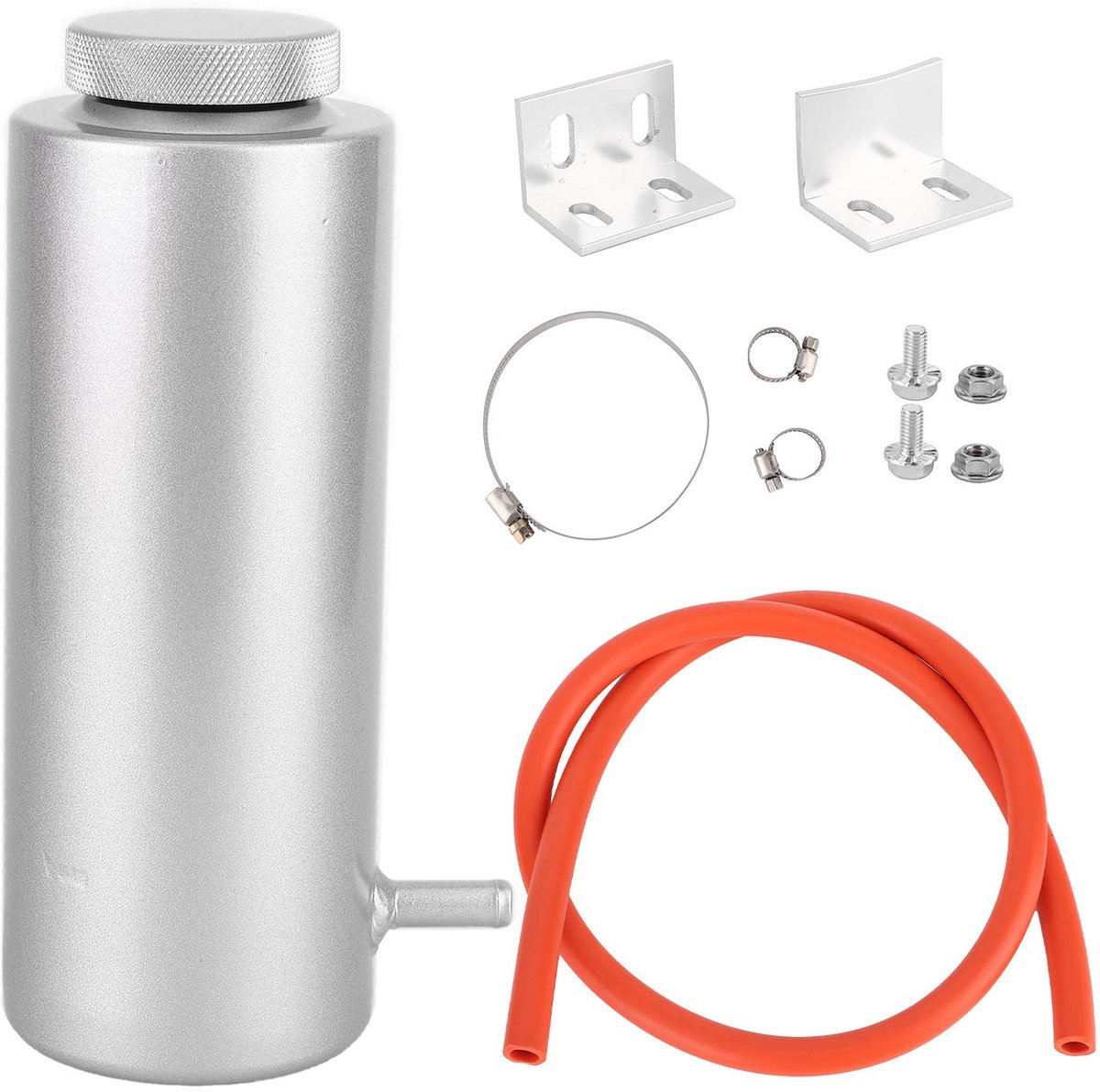 SnelShoppen - Universele Auto Radiator Koelvloeistoftank 800 ml Aluminium Expansietank Overloop Reservoir Zwart voor Koeling en Olie Catch Tank
