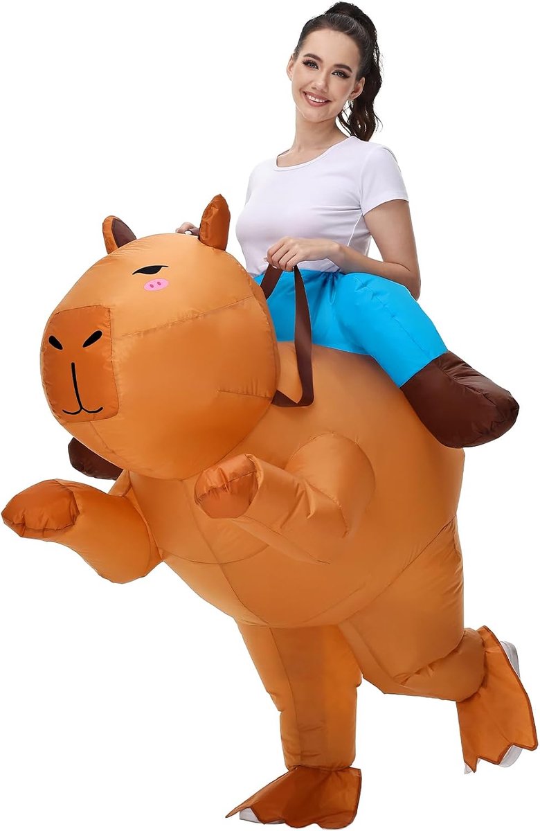 Capibara-kostuum, opblaasbaar kostuum voor volwassen mannen en vrouwen, Halloween-kostuums, rit op Capibara, opblaasbaar kostuum voor kinderen, cosplay-feest