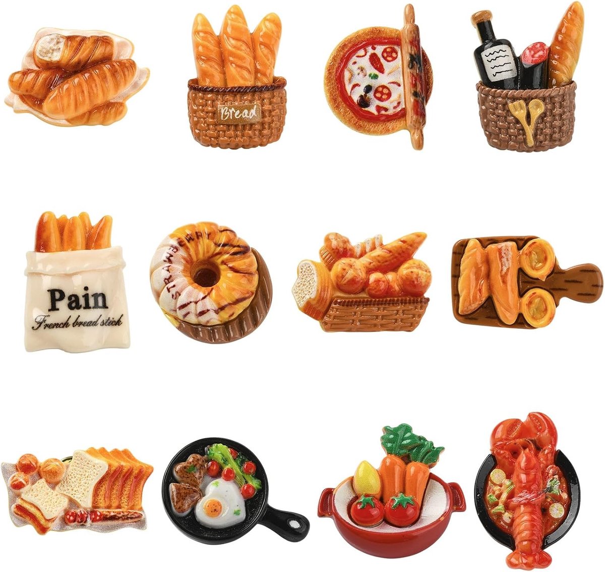 12 Pcs 12 Stijlen 3D Brood Badges Pins Bakken Voedsel Broche Revers Pin Backs Voor Kleding Sjaal Hoed Tas Diy Sieraden Ambachten