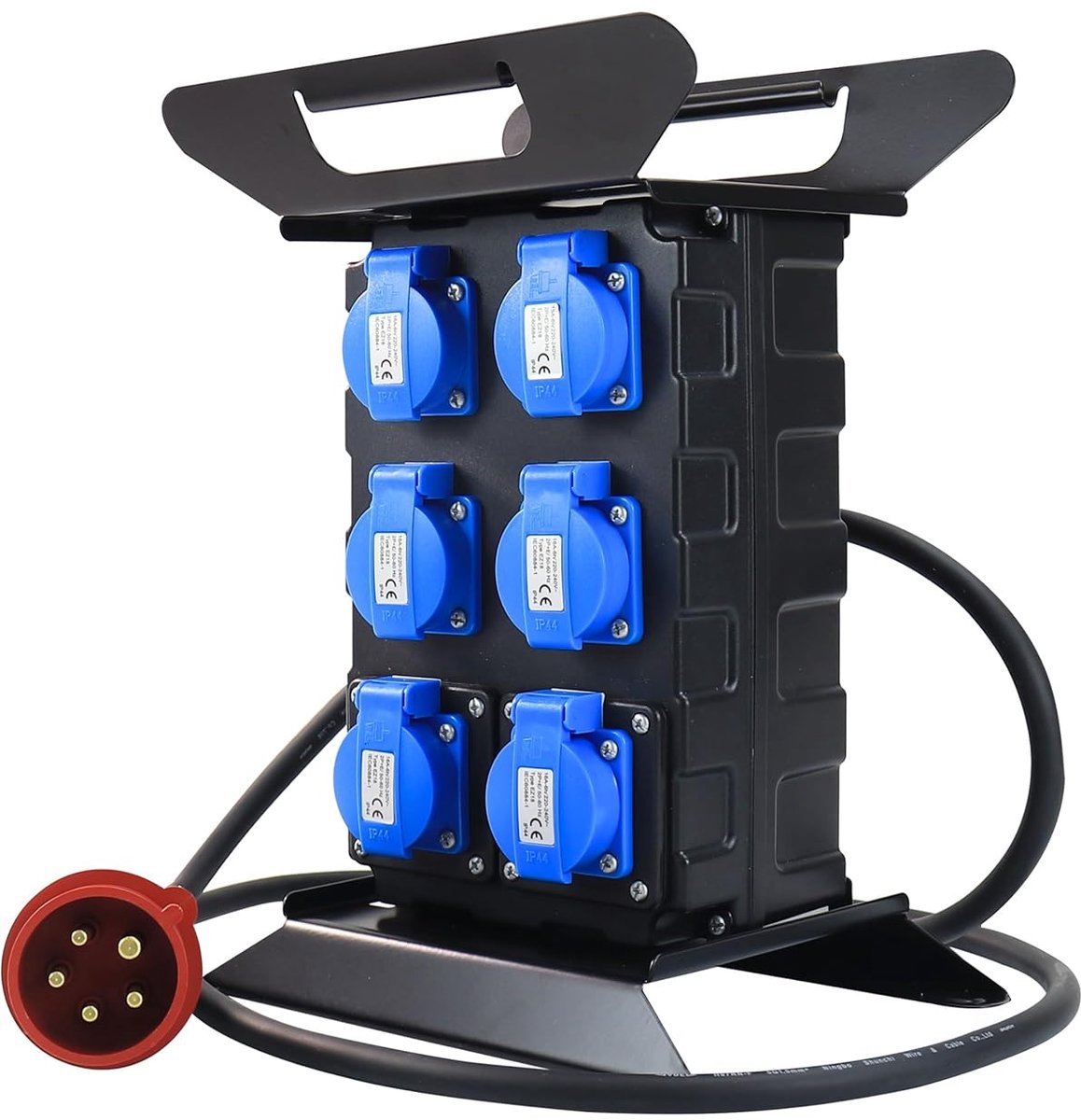 Stroomverdeler bouwstroomverdeler verdeler CEE 16A / 400V - 230V stekkerverdeler (6x Schuko)