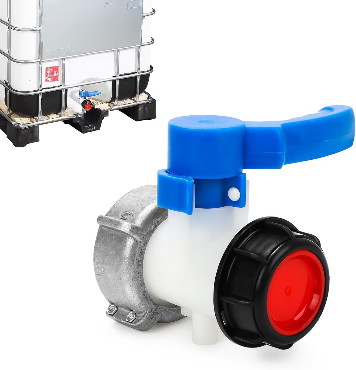 kogelkraan, IBC tankaccessoires DN50 75 mm afsluitkraan, afvoerkraan, klepkraan, tankaccessoires, tankafvoerkraan, voor watertank, regenton
