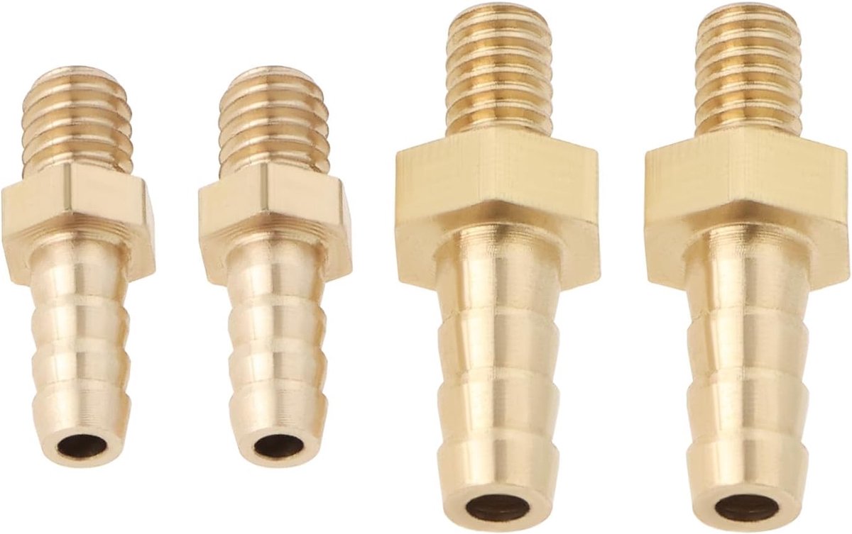 4 STKS Messing Barb Slang Staart Connector Metrisch M4x0.7-3mm en M4x0.7-4mm voor Vijver Zwembad Slang Pijp Adapters Slang Barb Tail Connector Mannelijke Draad Pijpfitting Goud
