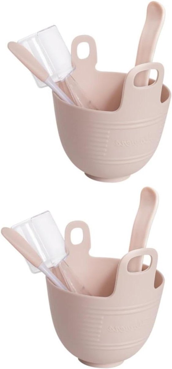 Masker Mengkom Set - Gezichtsmasker Tool - DIY Huidverzorging - Natuurlijk en Veilig Materiaal - 10.7X10.7X12.3CM - Roze