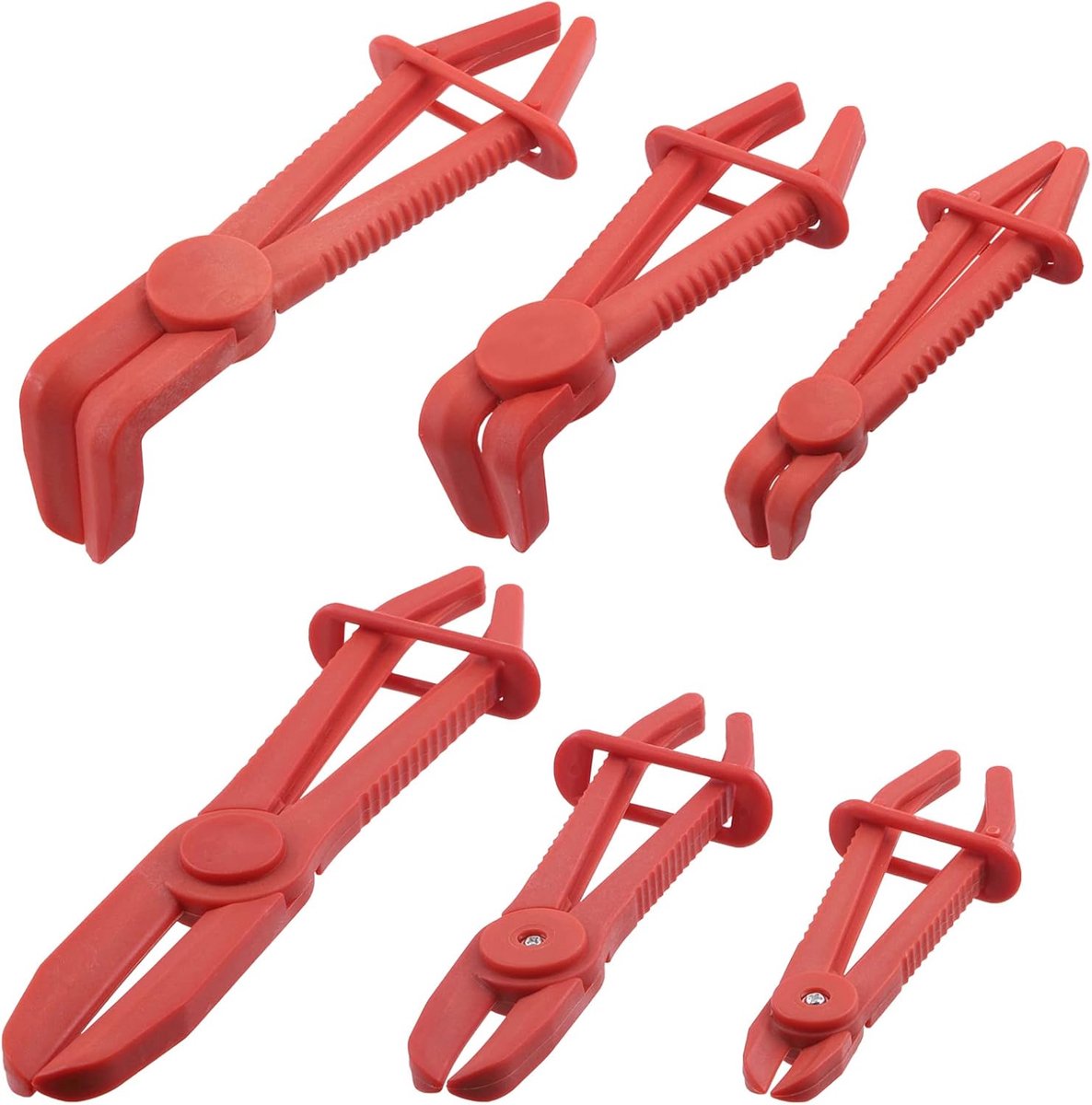 6 stuks rode rechte en 90 ° hoekige lijnklemmen Flexibele slangklemmen tang Kit, slang klemmen van tang Set lijnklemmen voor remslangen, brandstofslangen, koelmiddelslangen, meest flexibele 5,9