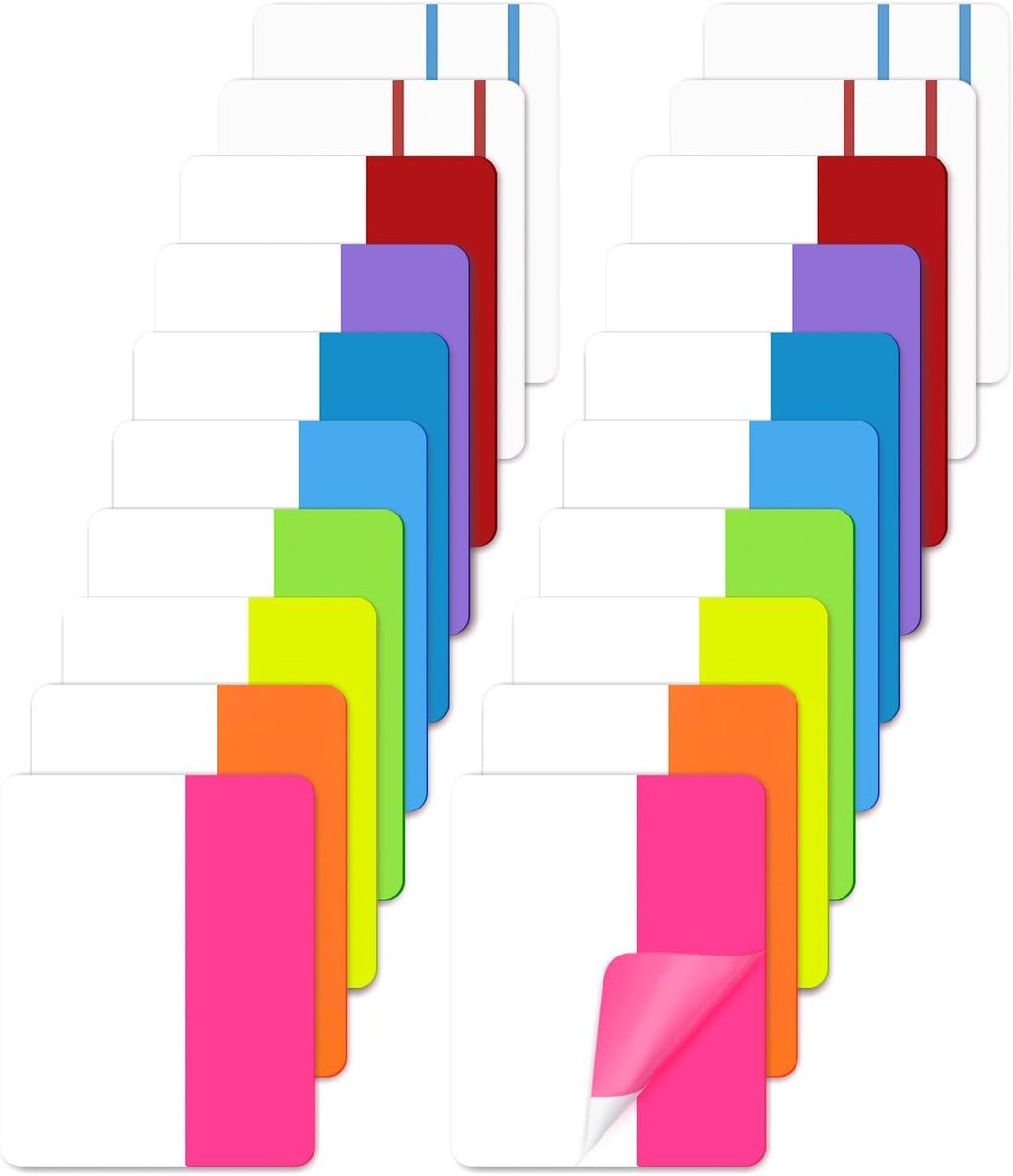 SnelShoppen - Pack van 400 Zelfklevende Boekenleggers, 10 Kleuren, Schrijfbare Plaktabs voor Boeken, Mappen en Notitieboeken, 4x5 cm, Fluorescerend, O