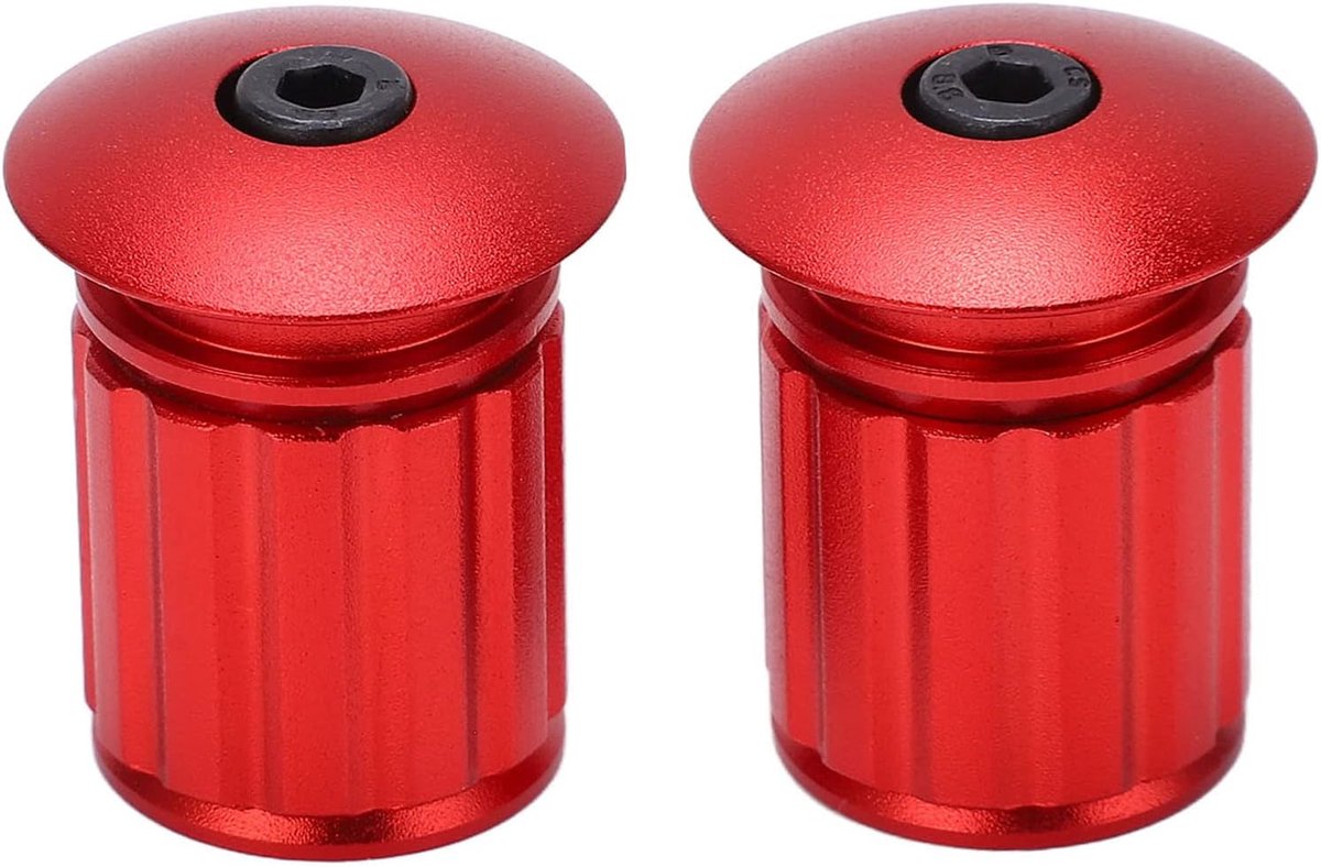 SnelShoppen - Fietshandlebar Eindpluggen 1 Paar, Verstelbare Aluminium Legering Handvat Einddoppen voor 18-20mm Wegfiets BMX MTB Fietshandvatten (Rood