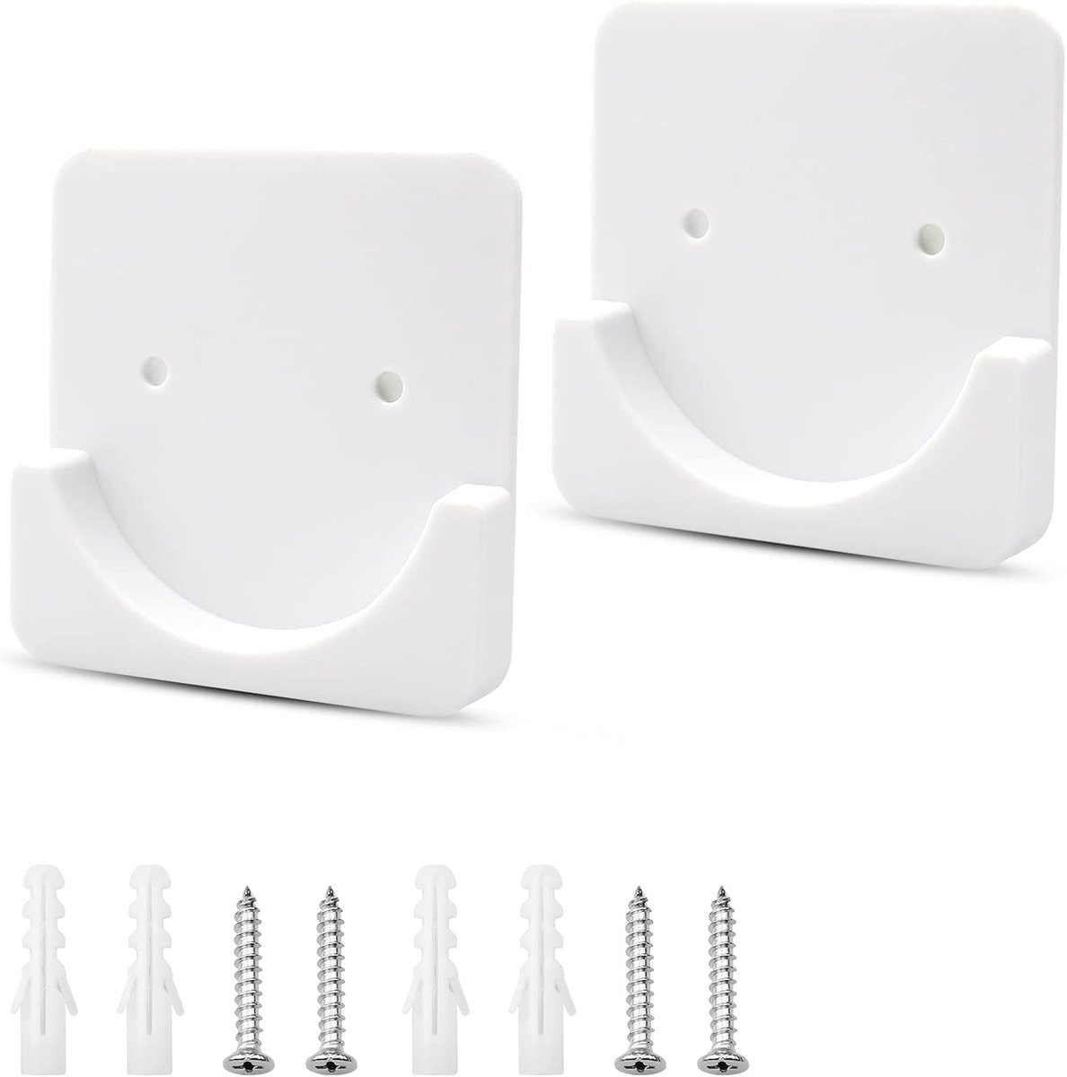 SnelShoppen - 2pcs Zelfklevende Douchegordijn Stang Houder voor Wandbevestiging zonder Boren, Veiligheid en Gemak, Wit