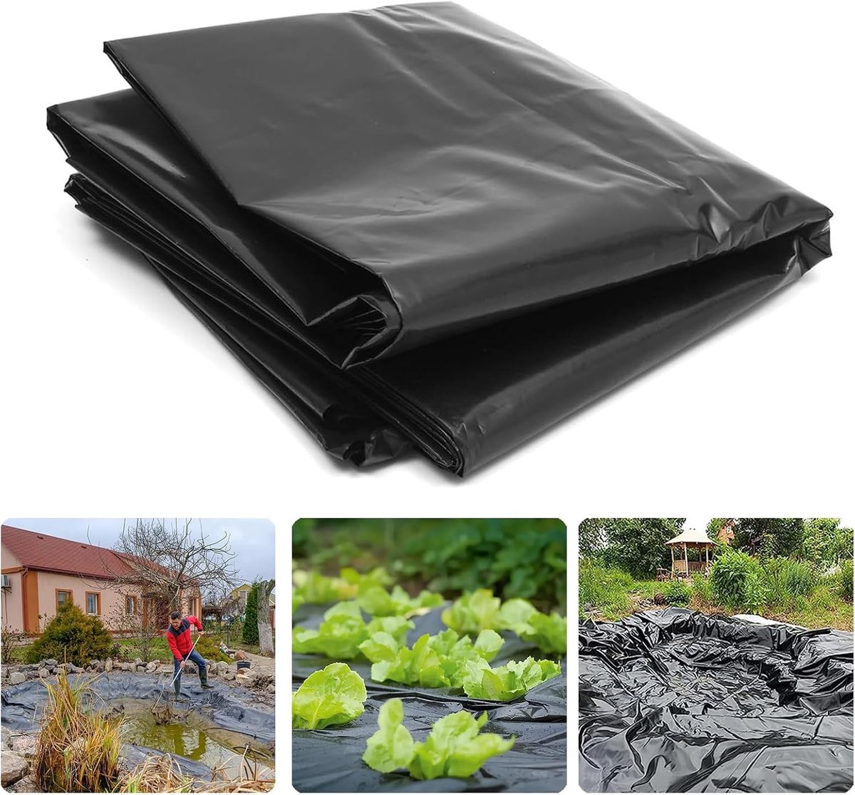 2 x 6M Extra Dikke Polyethyleenfolie Zwart Broeikasfolie Plastic Folie Stofbeschermingsfolie Scheurvaste Tuinfolie van Polyethyleen voor Tuinieren Broeikas Polytunnel (125Mu / 500G)