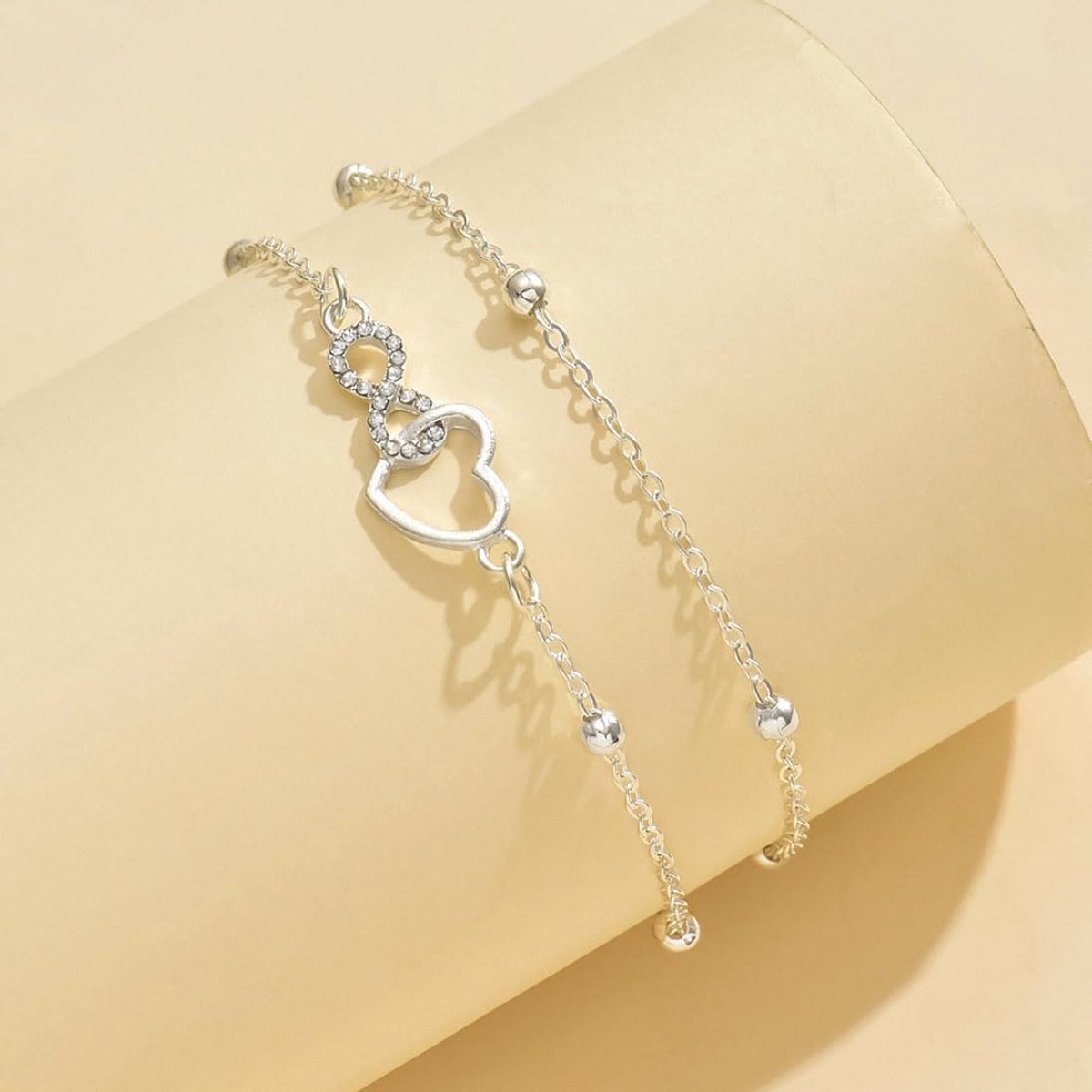 Beach Dubbellaags Liefde Enkel Armbanden Zomer Hart Kralen Voet Sieraden Accessoires voor Vrouwen