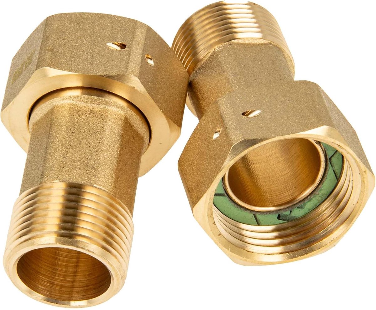 tecuro Watermeter schroefverbindingen 1 inch ÜWM x 3/4 inch AG - set van 2, MS-blank
