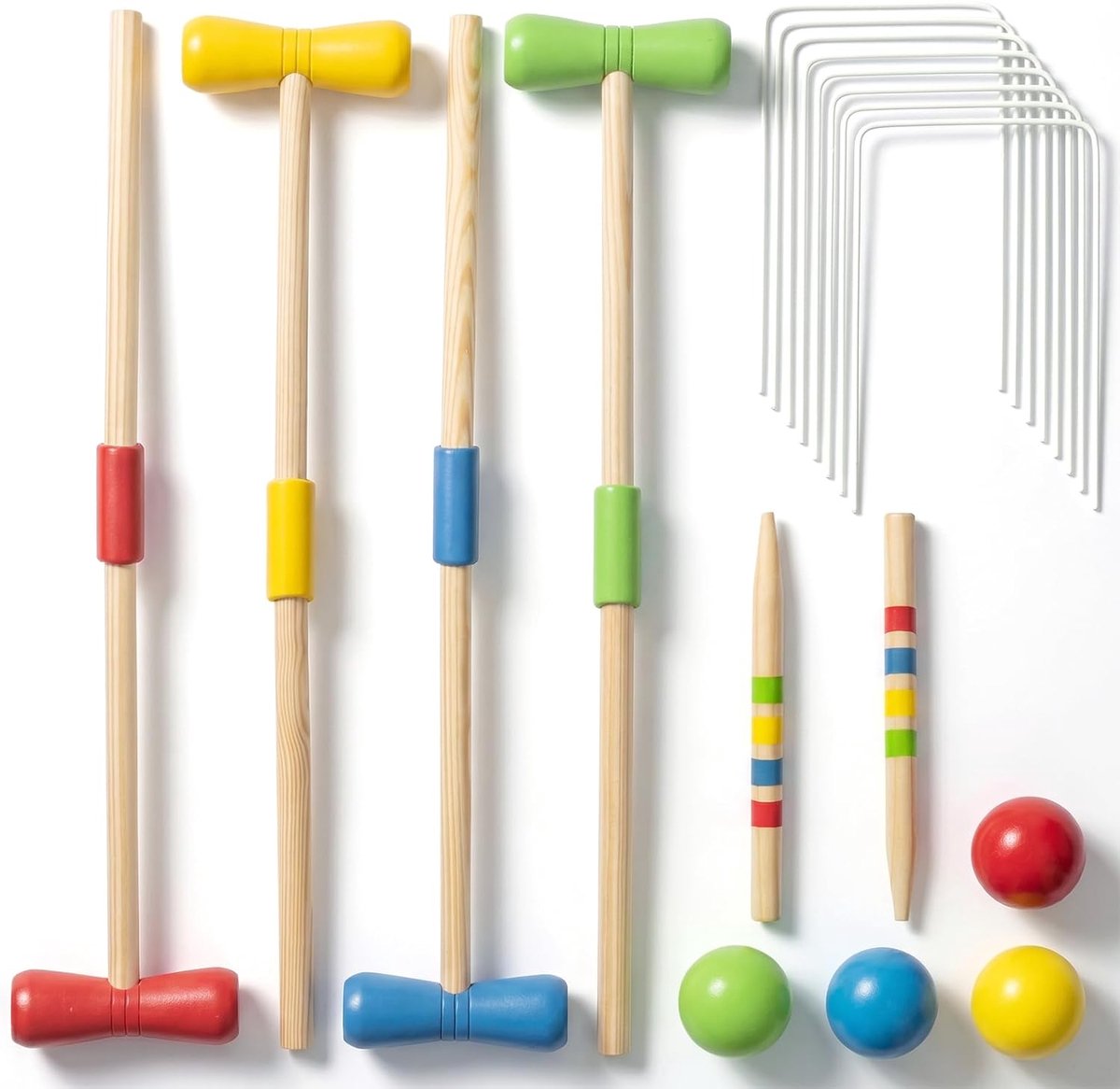 Croquetset, speelspeeltje voor 4 spelers, kinderen, volwassenen, outdoor, speelplezier voor jongens en meisjes vanaf 3 jaar