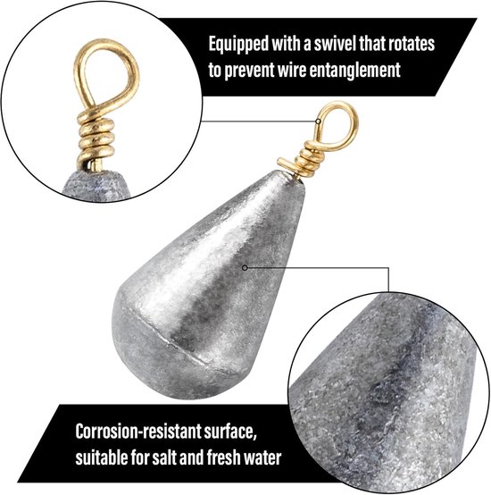 15 stuks vissen perenlood sets 3 g-30 g gewichten vissen met wartel grondlood set lood visaccessoires perenlood voor bootshore-drop-shot vissen — afbeelding 2