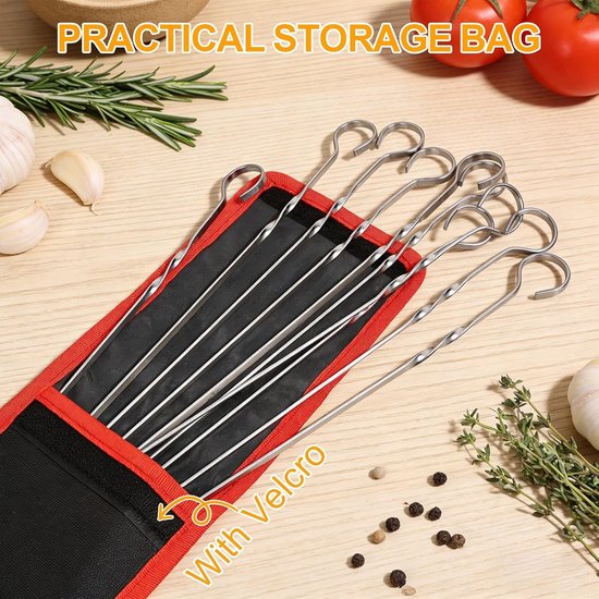 Set van 10 RVS Grillspiesen, Herbruikbare Metalen Spiesen voor BBQ, Perfect voor Kebabs, Vlees en Groenten, Lengte 43 cm, Ideaal voor Buiten en Tuinfeesten van Everdure — afbeelding 4