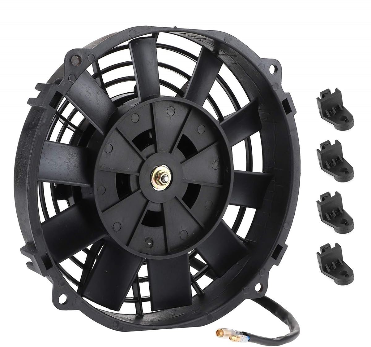 Elektroluchter, 8 inch (20 cm) hoogwaardige push-pull-luchtventilator, 12 V, 80 W, 10-inch thermostatkit, 2250 CFM (3700 m³/h), inclusief montageset