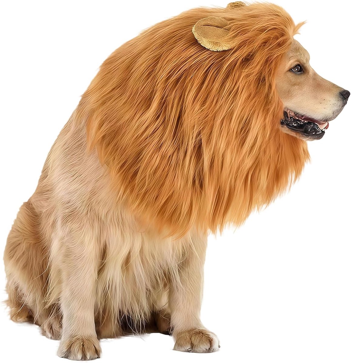 Lion Mane Pruik voor honden en katten, verstelbaar huisdierkostuum met oren voor honden (bruin)
