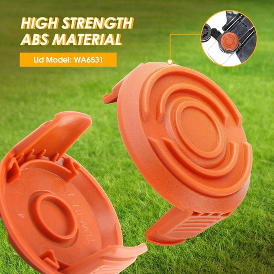 6 stuks randsnijdraad compatibel met WORX randsnijder met 2 deksels, spoel reservedraad WA0004.1/WA0010, spoel randsnijdraad Ø 1,65 mm & 3 m voor Worx WG150/WG173E/WG183E/WG118E — afbeelding 3
