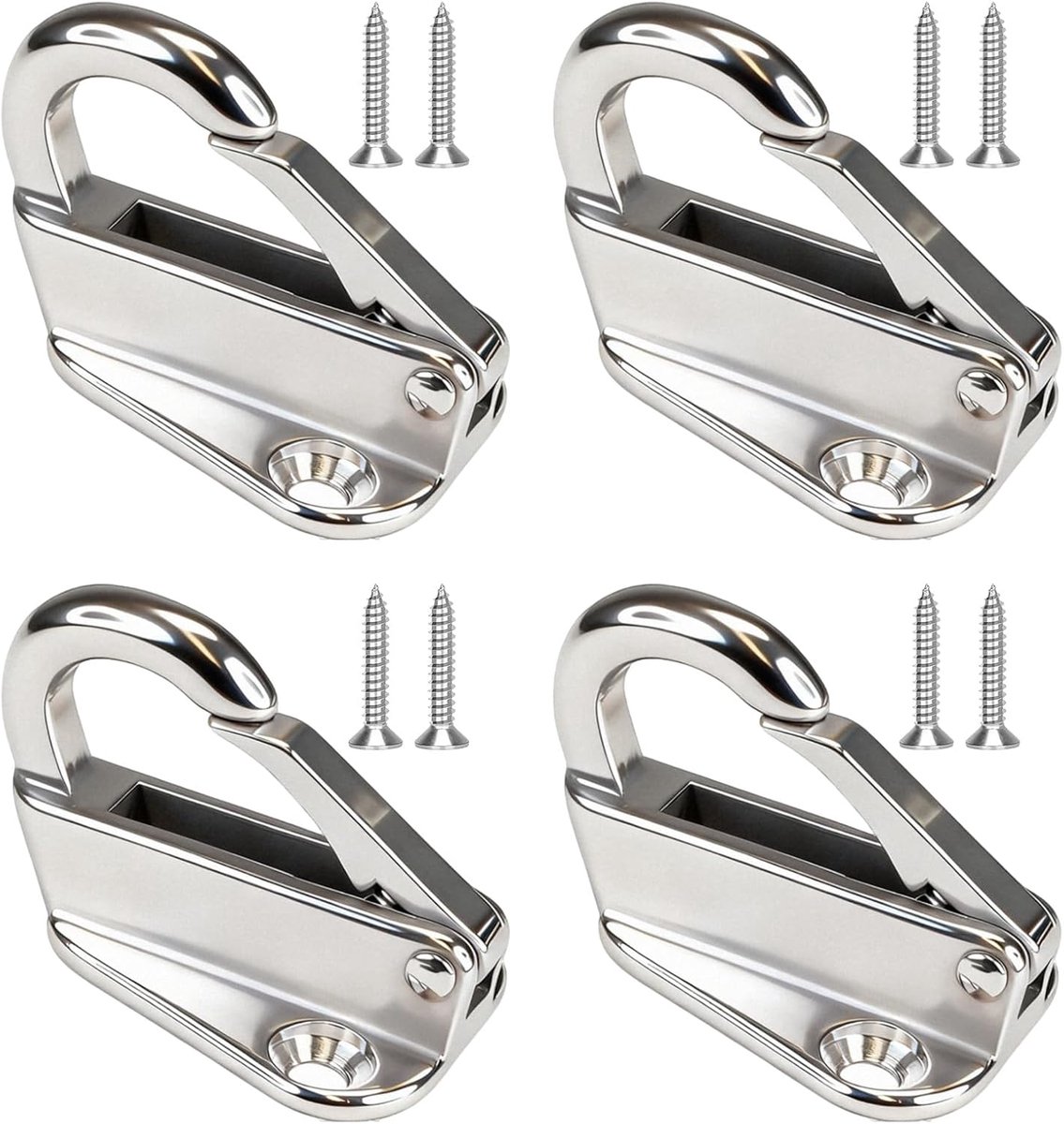 4 stuks presenningshaken aanhanger, 316 roestvrij staal, fenderhaken, nethaken, roestvrij staal, met 8 schroeven voor aanhanger/boothaken/jachtaccessoires/kledinghaken