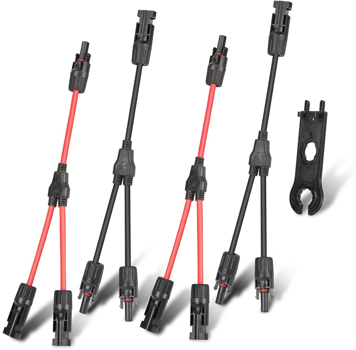 6 mm², 2 paar zonnekabels, Y-verdeler, 1 stuk zoneedschap, 1Y2 zonnepaneelkabel MMF + FFM voor parallel PV zonnepaneel, zonnestekker, Y-kabel, Y-tak, parallelle adapter, PV-kabel, 2 rood +