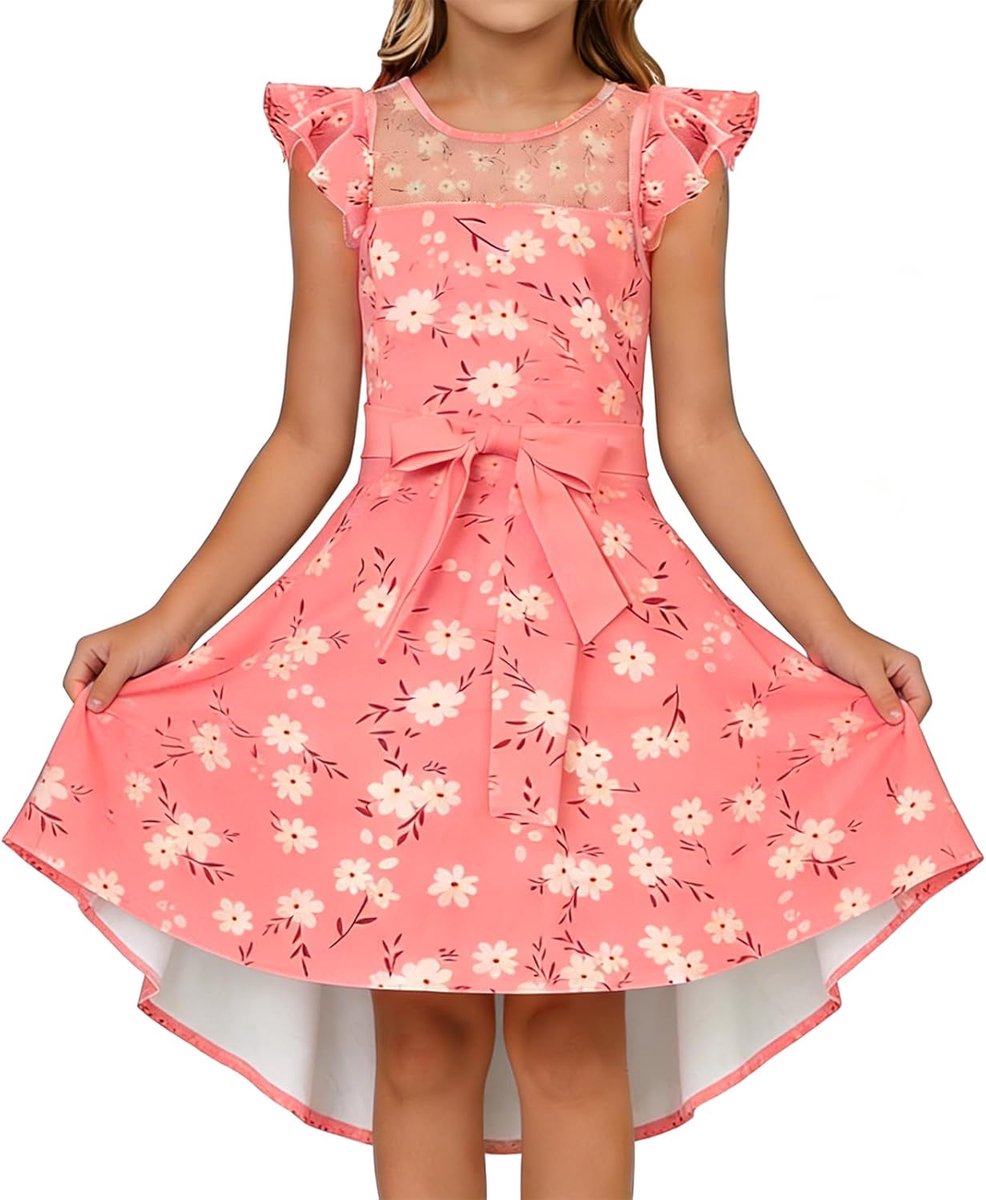 Zomerjurk voor meisjes, elegant, feestjurk, mouwloos, ronde hals, vrijetijdskleding, bruiloft, kinderen, 6-15 jaar