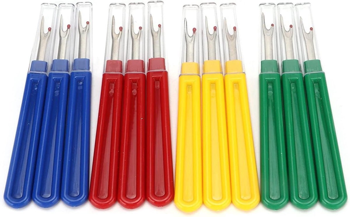 Tornmesjes Set - Draadverwijderaar Naaien - Stoffen Losmaken - Veilige Punt Bescherming - 12 stuks - Gekleurd