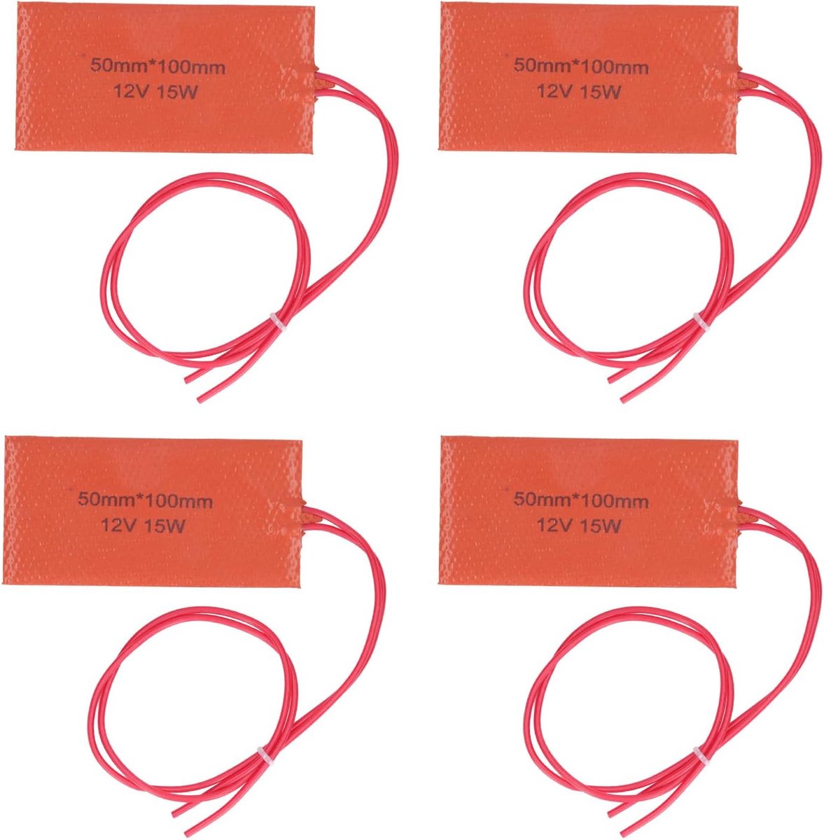 Siliconen verwarming pad - flexibele mat - rubberen deken - 12V 15W - 4 stuks