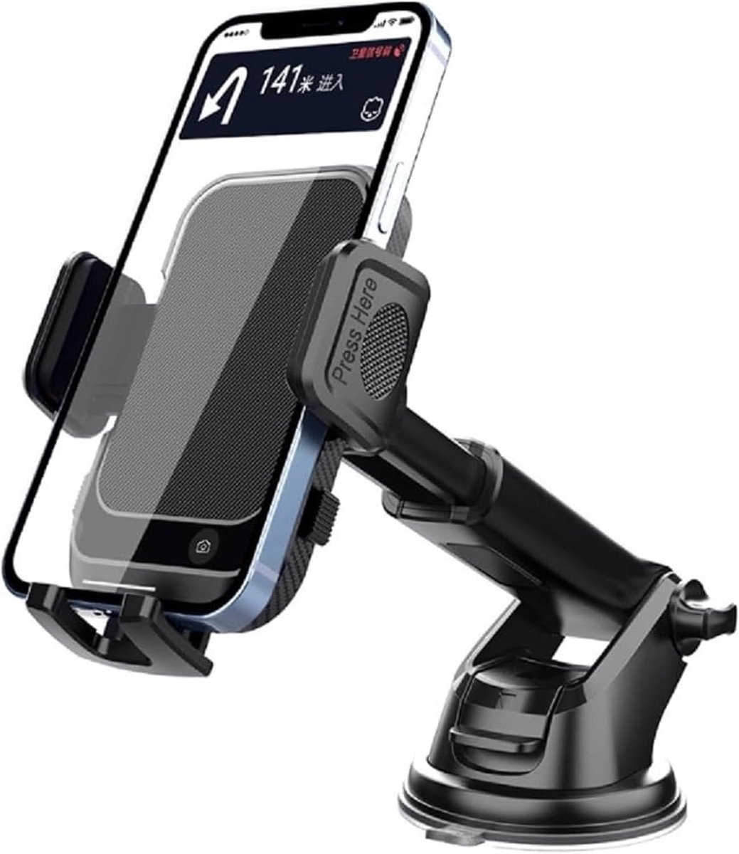 Autotelefoonhouder - Zwart - 360° Rotatie - Zuignap Dashboard - Universeel Gebruik