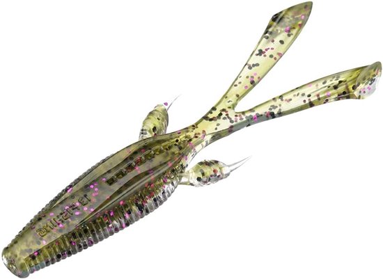 Creature Bait - Zacht Plastic Lure - Vissen op Baars - Konijnenoor Staart - 4 1/4 inch - Blauw Paars — afbeelding 2