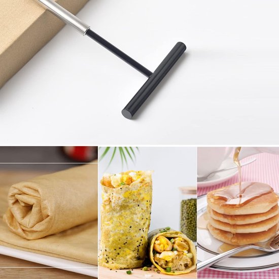 verdeler roestvrij staal crêpes omkeerder deegverdeler deegverdeler pannenkoeken deegverdeler roestvrij staal crêpe deegspreider T-vorm crêpe voor bakkerij keuken pannenkoeken eiertaart (1 stuk — afbeelding 4