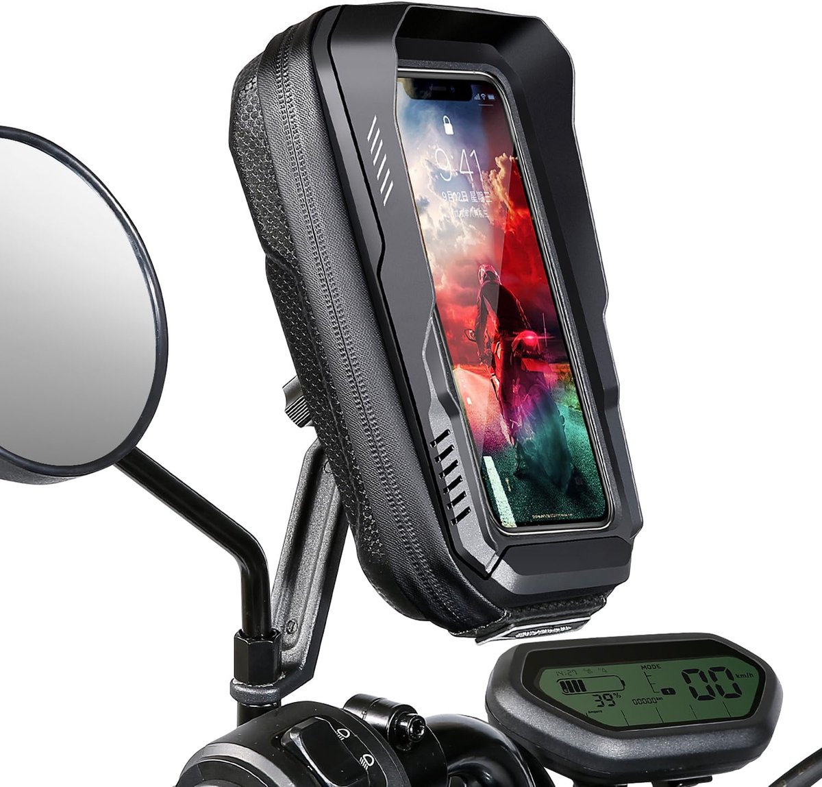 telefoonhouder voor motorfiets, waterdicht, 360 graden draaibaar, smartphone mobiele telefoonhouder, motorfiets met zonneklep, touch ID/gezichts-ID, anti-vibratie, motorhouder voor