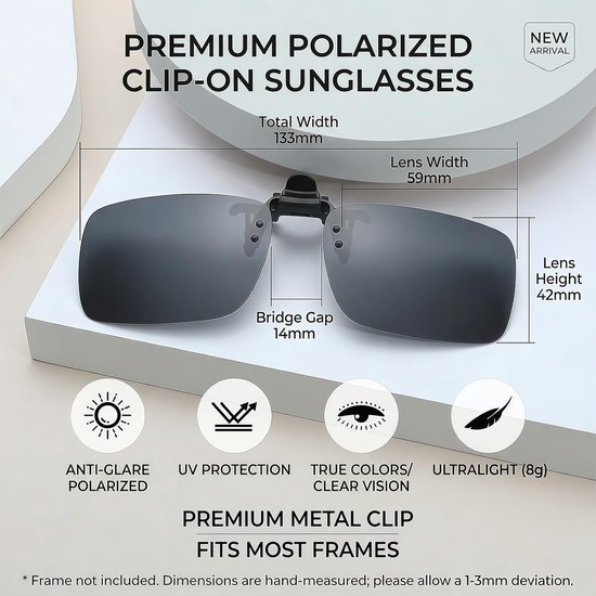 Zonnebril Heren Sunglasses Clip On Voor Brildragers Vissers Wandelaars Outdoor Activiteiten UV-bescherming Multicolor — afbeelding 2
