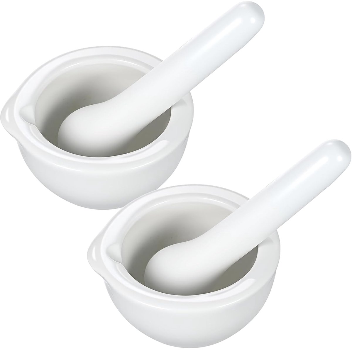 2 Sets/4 stks Kleine Porselein Mortier Stamper Set Keramische Kleine Kom Pesto Keuken Mortier Wetenschappelijke Levert 60mm