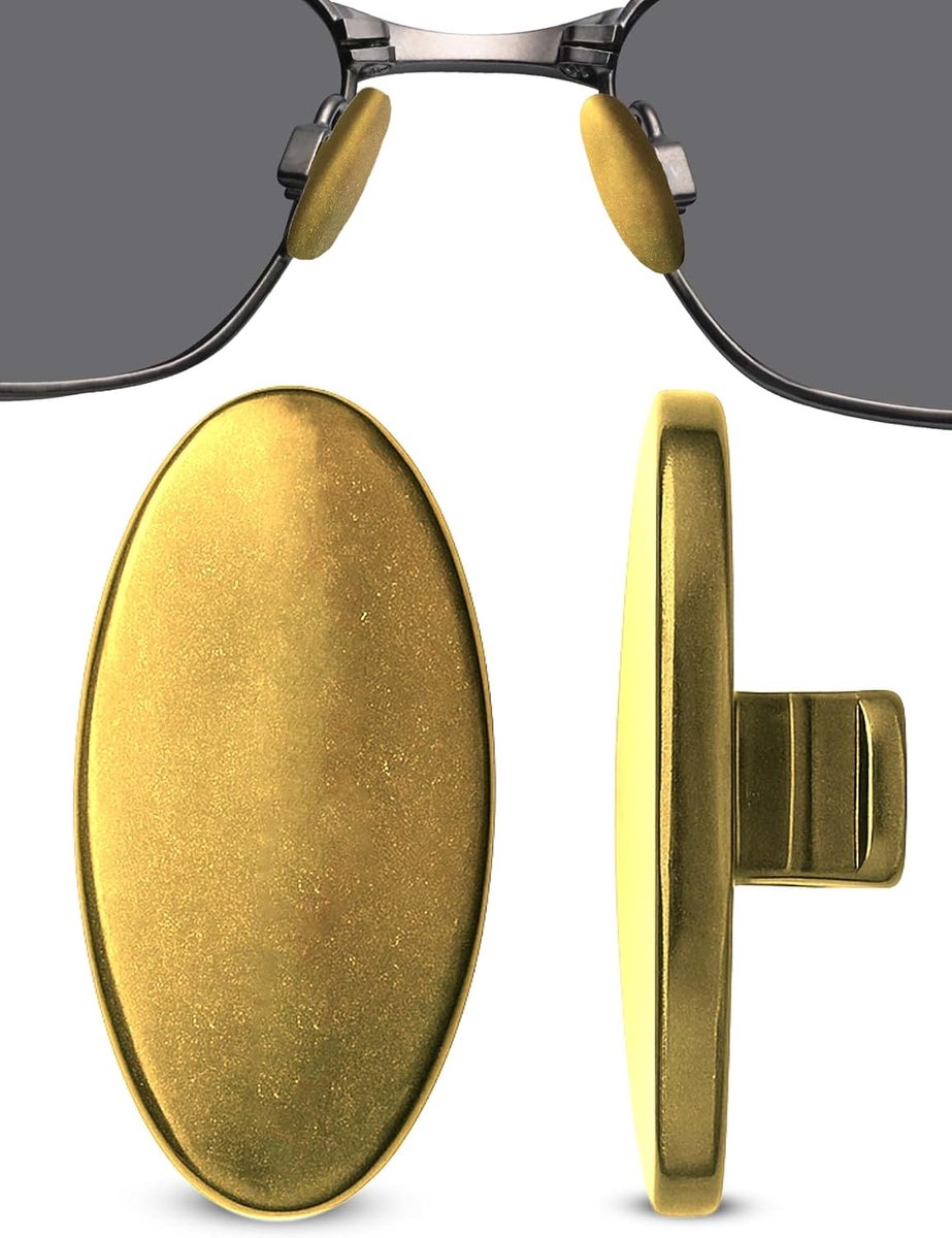 WORLD VISION Titanium-brillen neuspads | Ovale, antislip neuspads voor brillen | 13mm Slide-in gemakkelijk te vervangen en comfortabel om te dragen 1 paar in goudkleurige afwerking