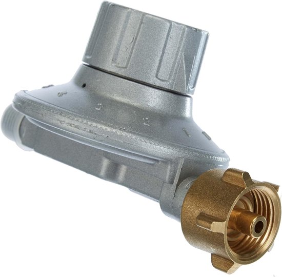 Gasdrukregelaar met slangbreukbeveiliging - Gasregelaar 50 mbar - Barbecue veilig gebruiken - Geïntegreerde slangbreukbeveiliging - 15 kg/u - Zilver — afbeelding 2
