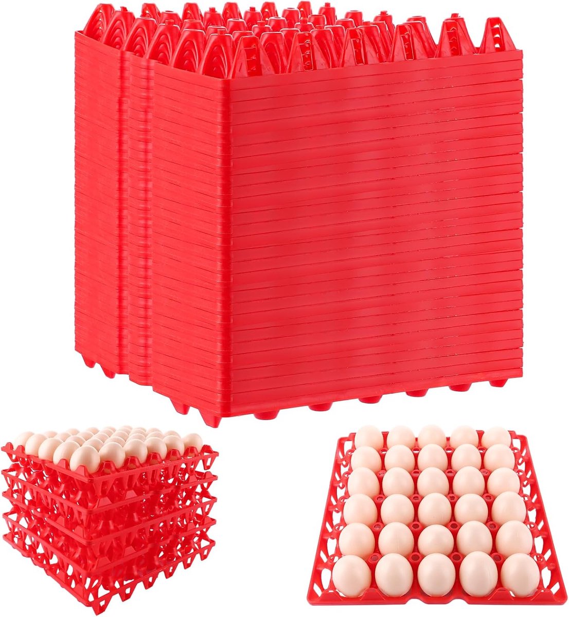 20 stuks eierhouders, eierhouders voor koelkast, eierhouder dienblad voor 30 eierhouders, groothandel eieren bewaren voor het bewaren, sorteren en verzenden van eieren (rood)