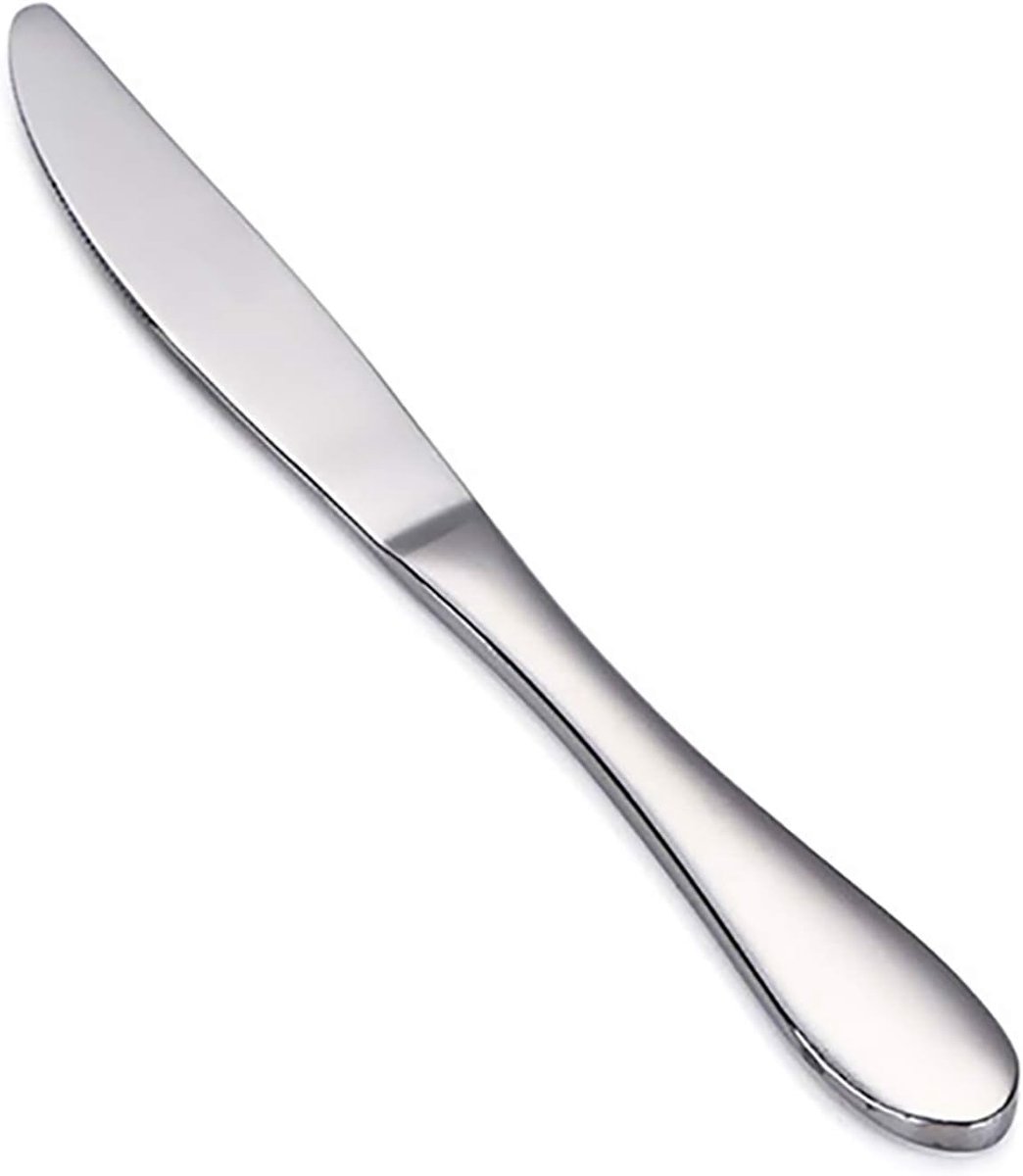 6 stuks tafelmessen, roestvrij staal, besteksmessenset, 23 cm, zilveren set voor thuis, restaurant (6 messen)